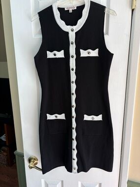 Nanette Lepore Black Mini Dress with White Trim